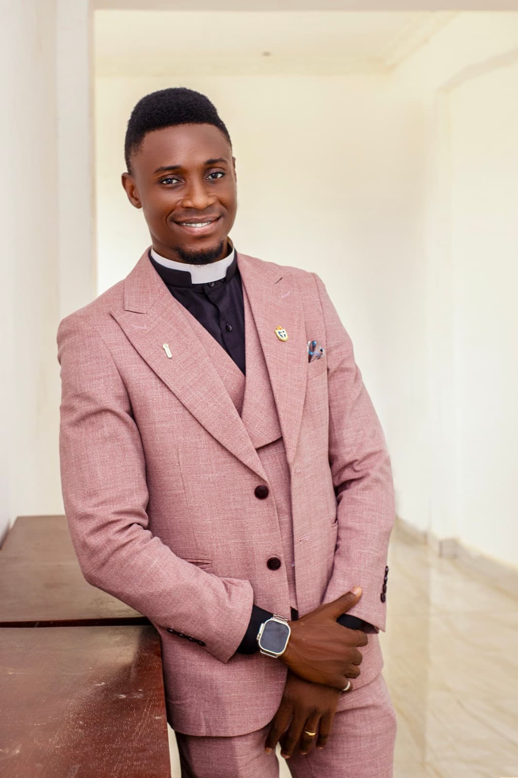 Rev. Isaac Mensah at his desk